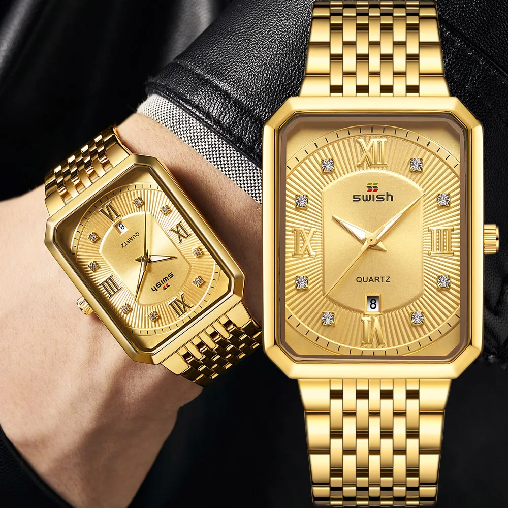 Stainless Steel Square Watches for Men