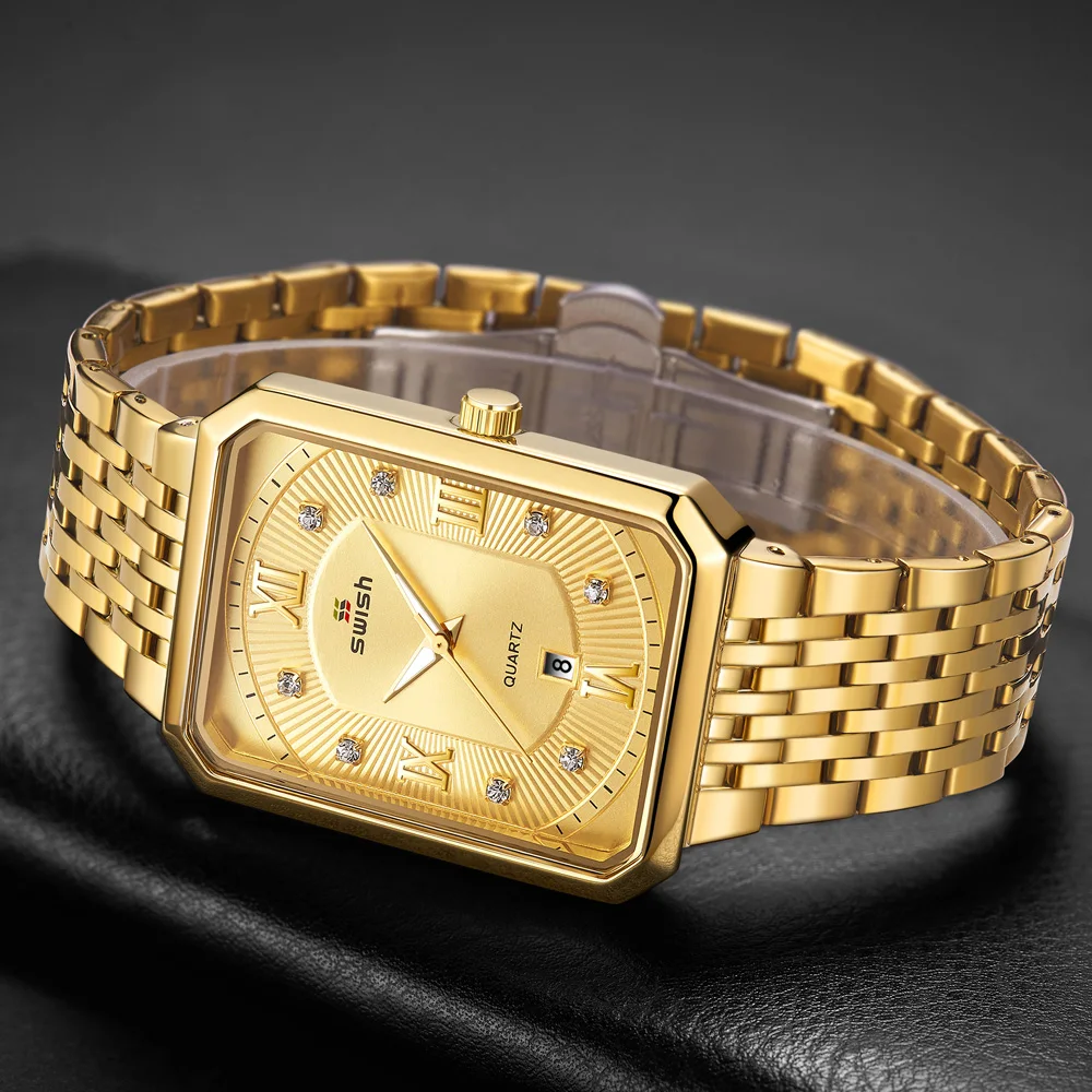 Stainless Steel Square Watches for Men