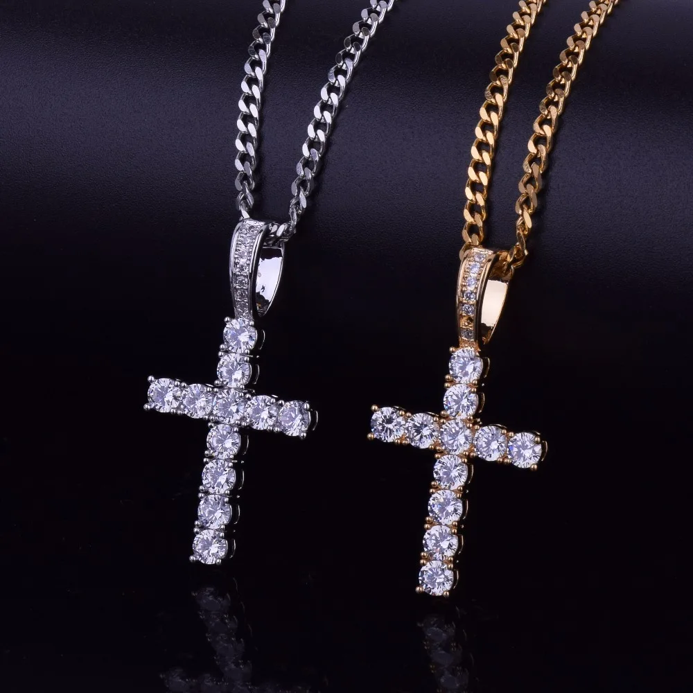 Men's Iced Out Zircon Cross Pendant Hip Hop Jewelry