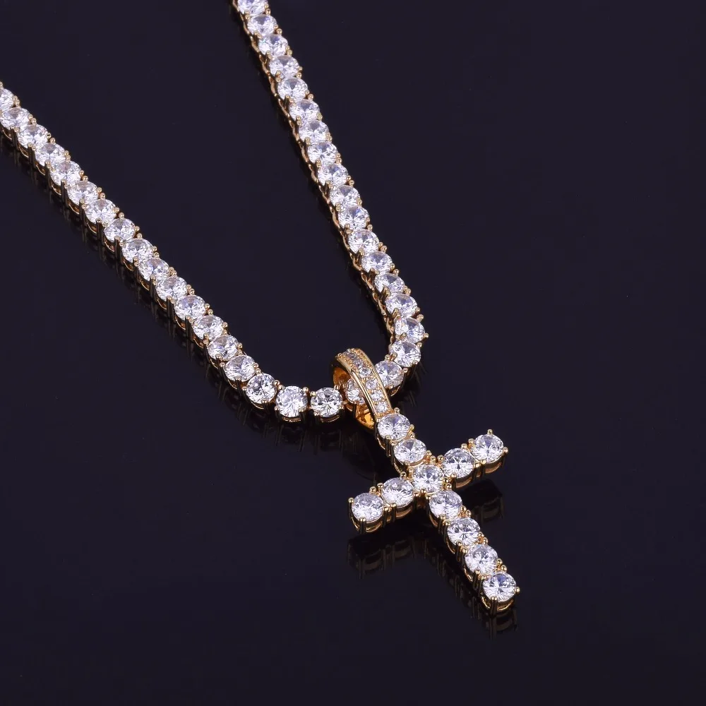 Men's Iced Out Zircon Cross Pendant Hip Hop Jewelry