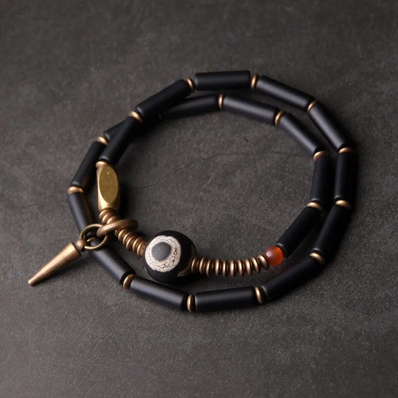 Tibetan Beads Black Onyx Bracelet Zen Healing Jewelry