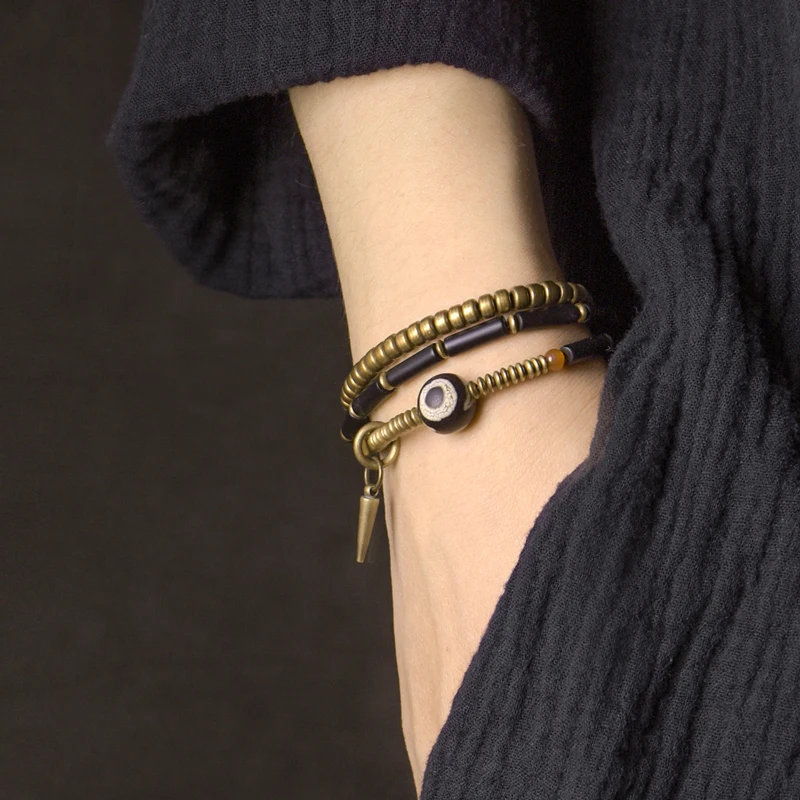 Tibetan Beads Black Onyx Bracelet Zen Healing Jewelry