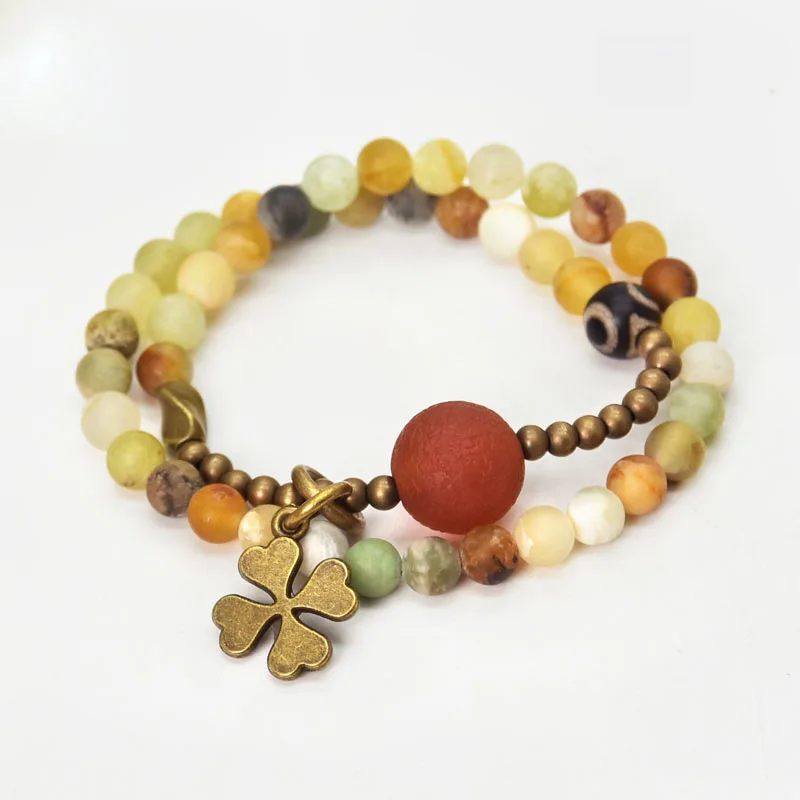 Yellow Red Onyx Stone Beads Bracelets