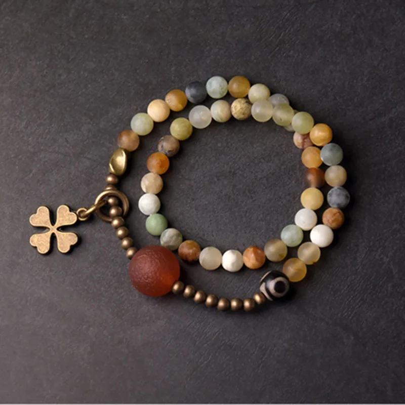 Yellow Red Onyx Stone Beads Bracelets