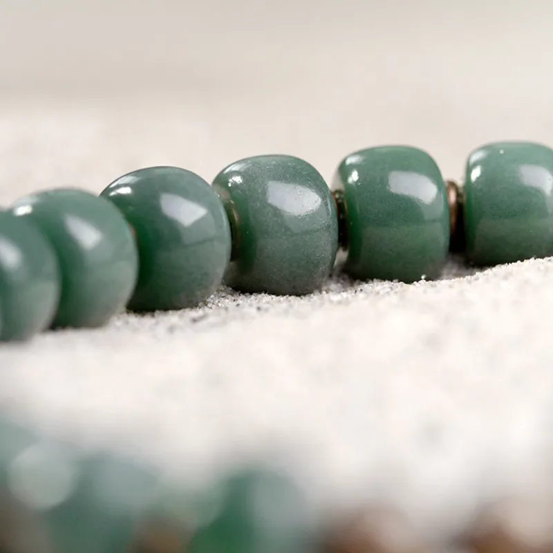 Natural Green Bodhi Prayer Beads Copper Bracelet