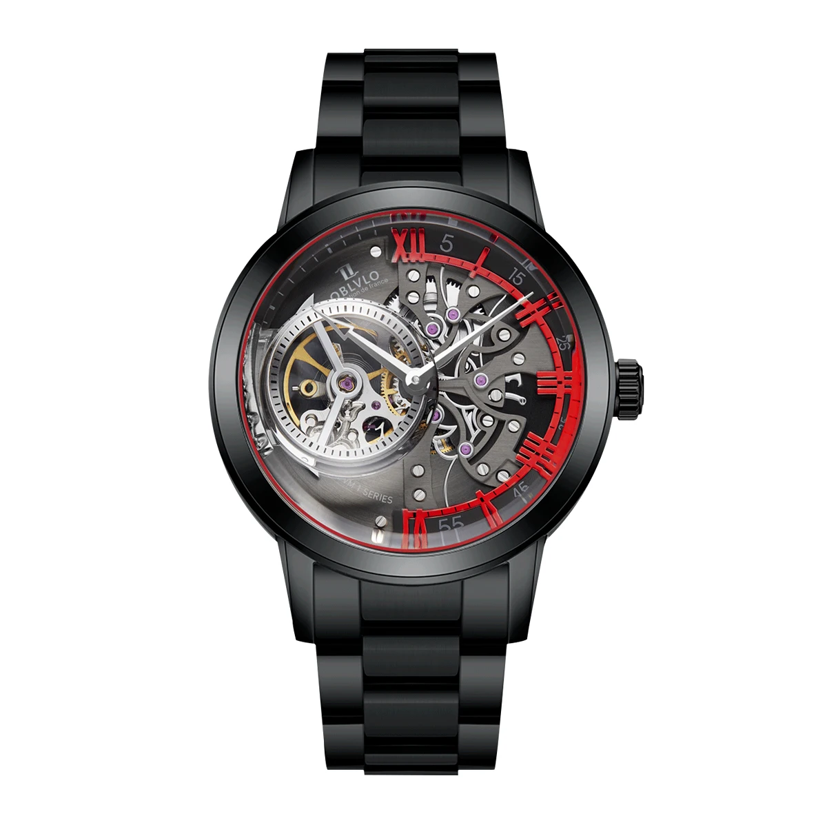 OBLVLO Luxury Skeleton Watches for Men