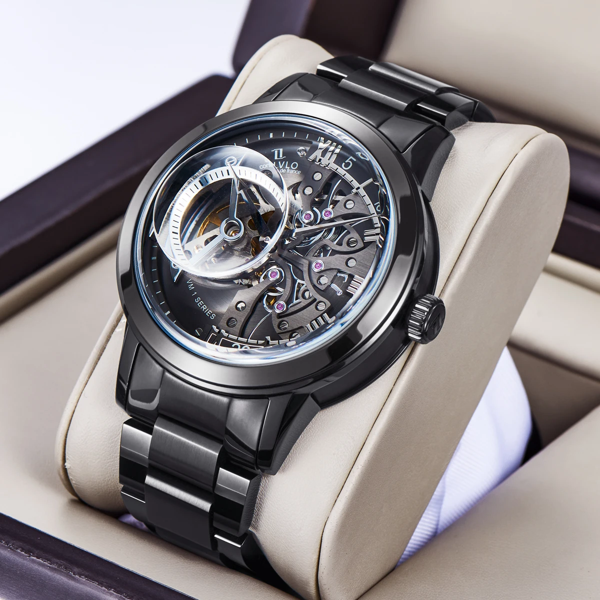 OBLVLO Luxury Skeleton Watches for Men