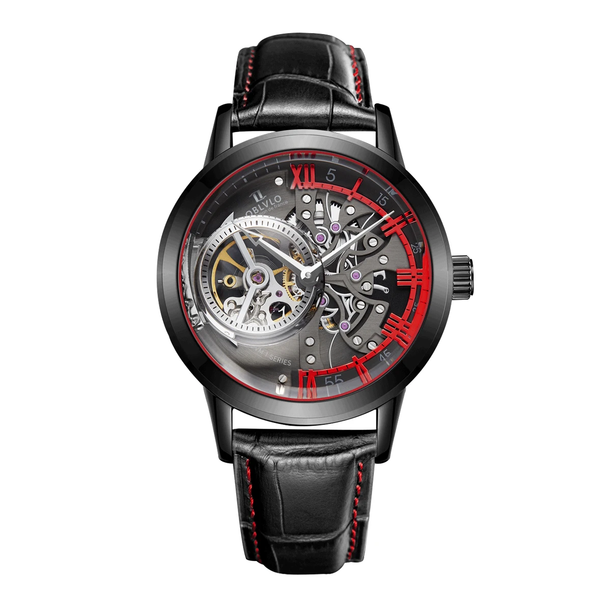 OBLVLO Luxury Skeleton Watches for Men