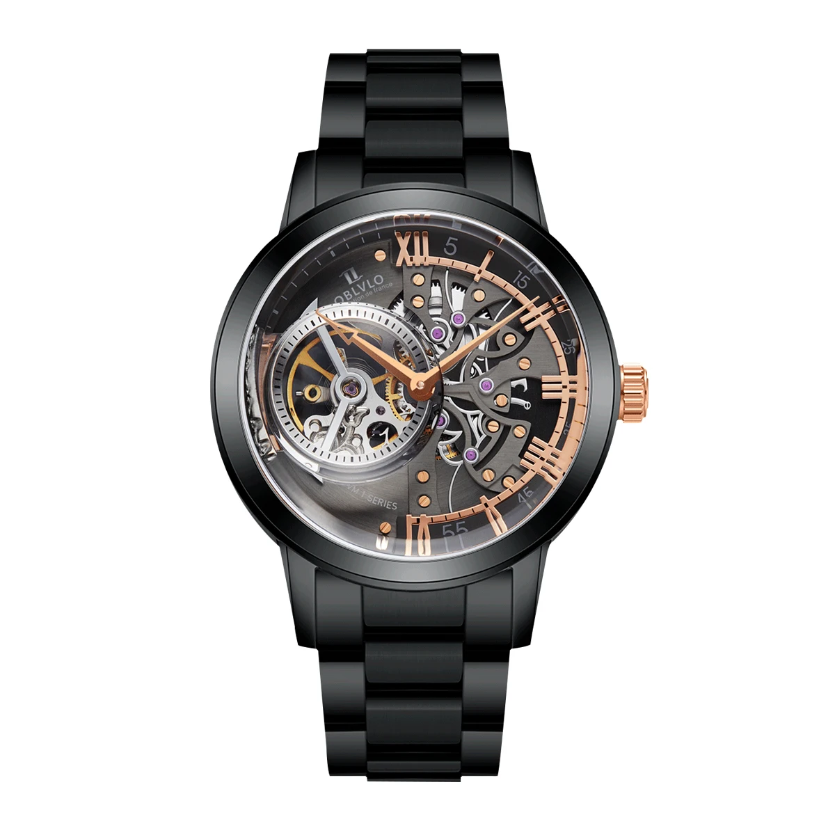 OBLVLO Luxury Skeleton Watches for Men