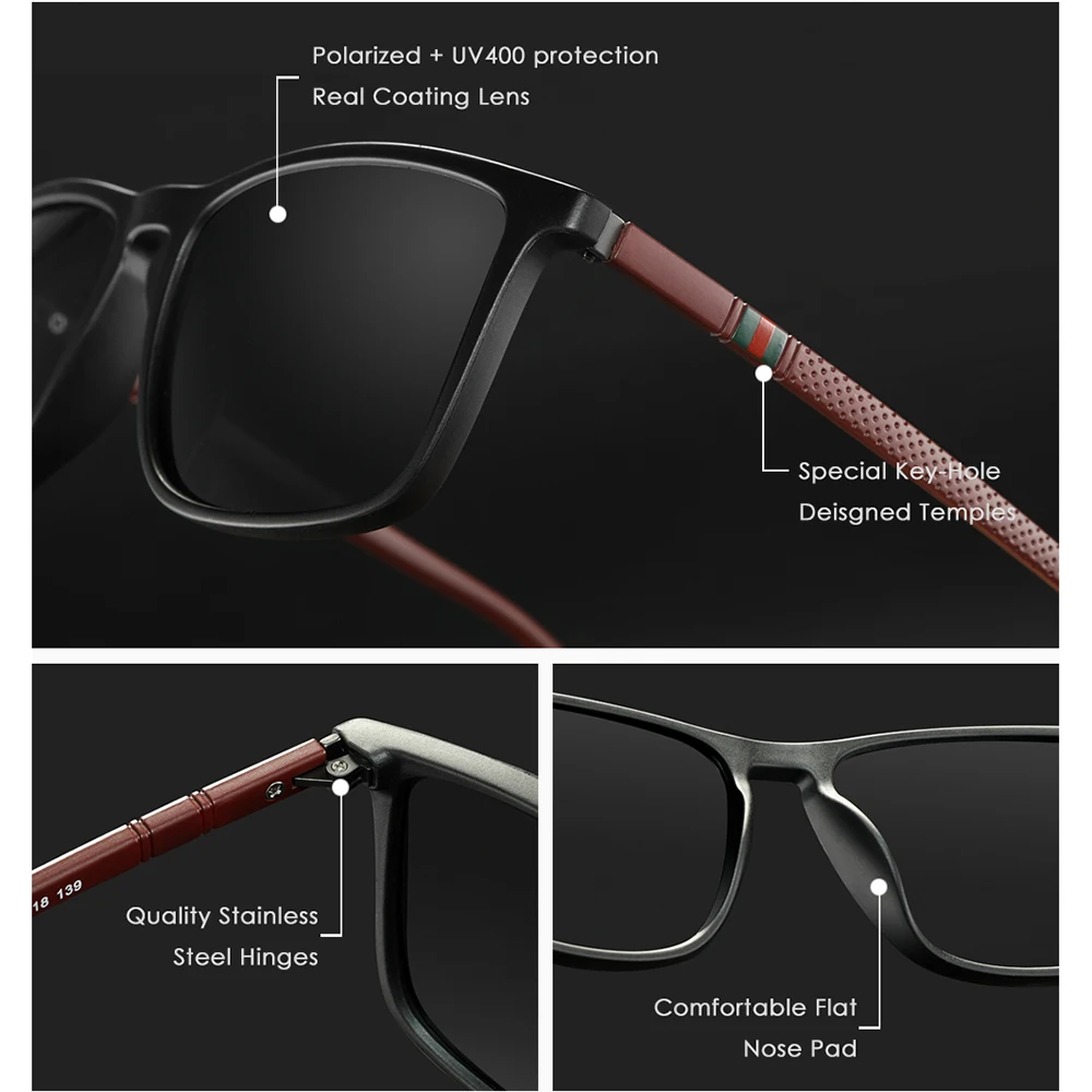 Luxury Polarized Sunglasses Retro Square