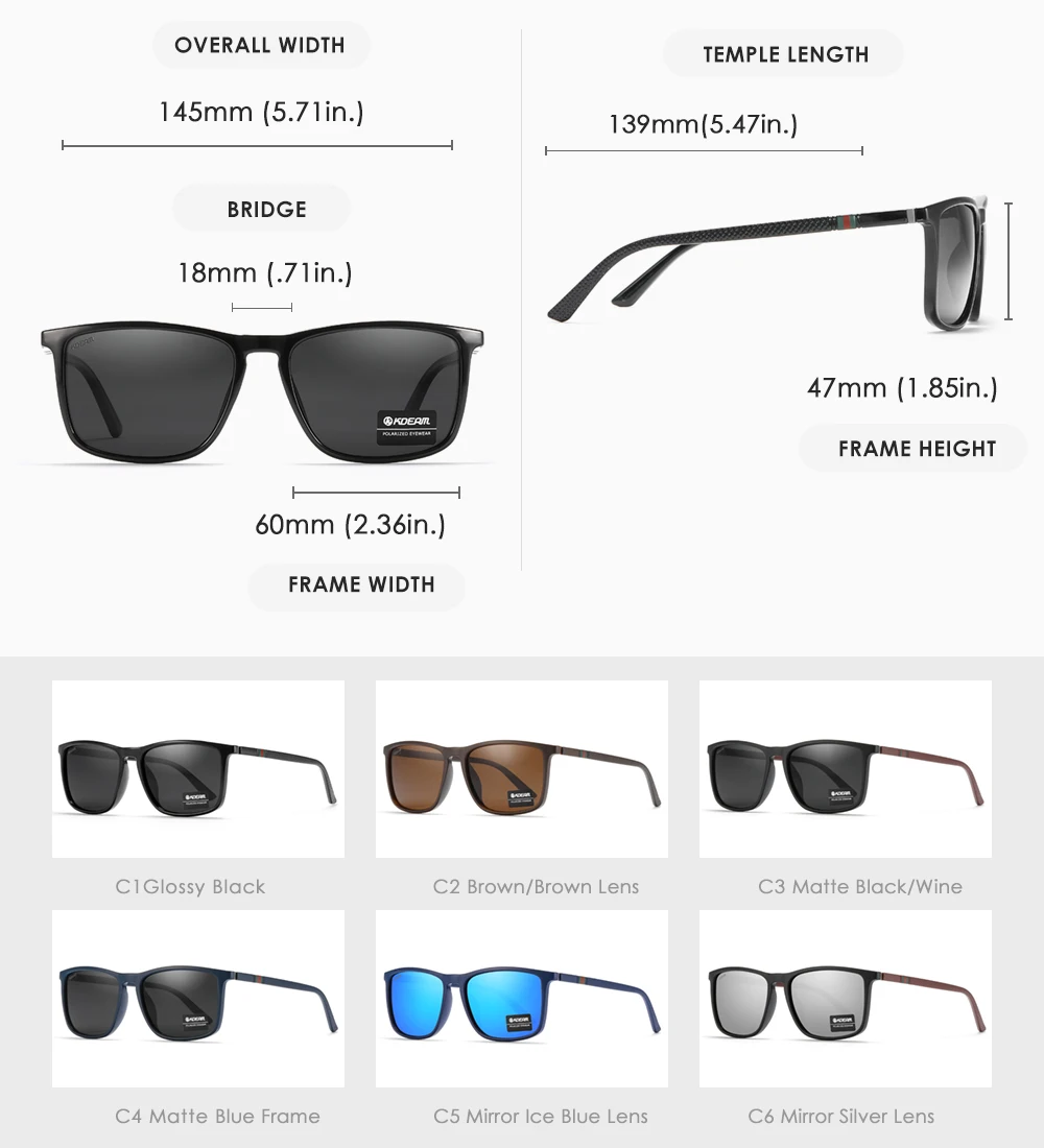 Luxury Polarized Sunglasses Retro Square