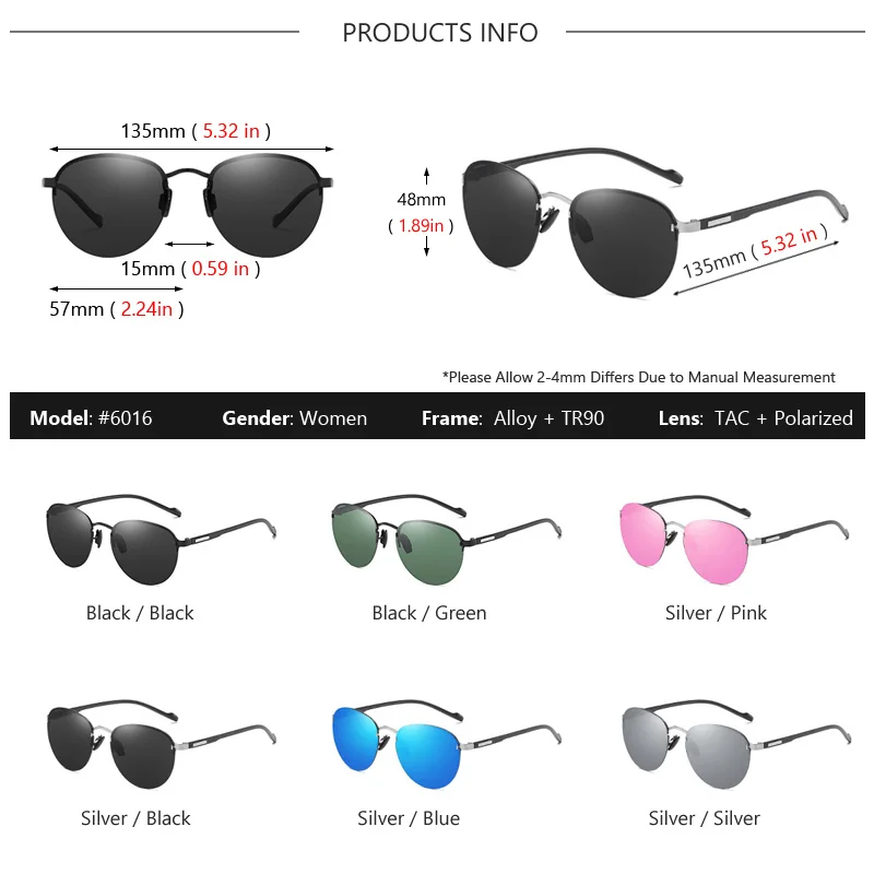 Womens Vintage Polarized Rimless Sunglasses