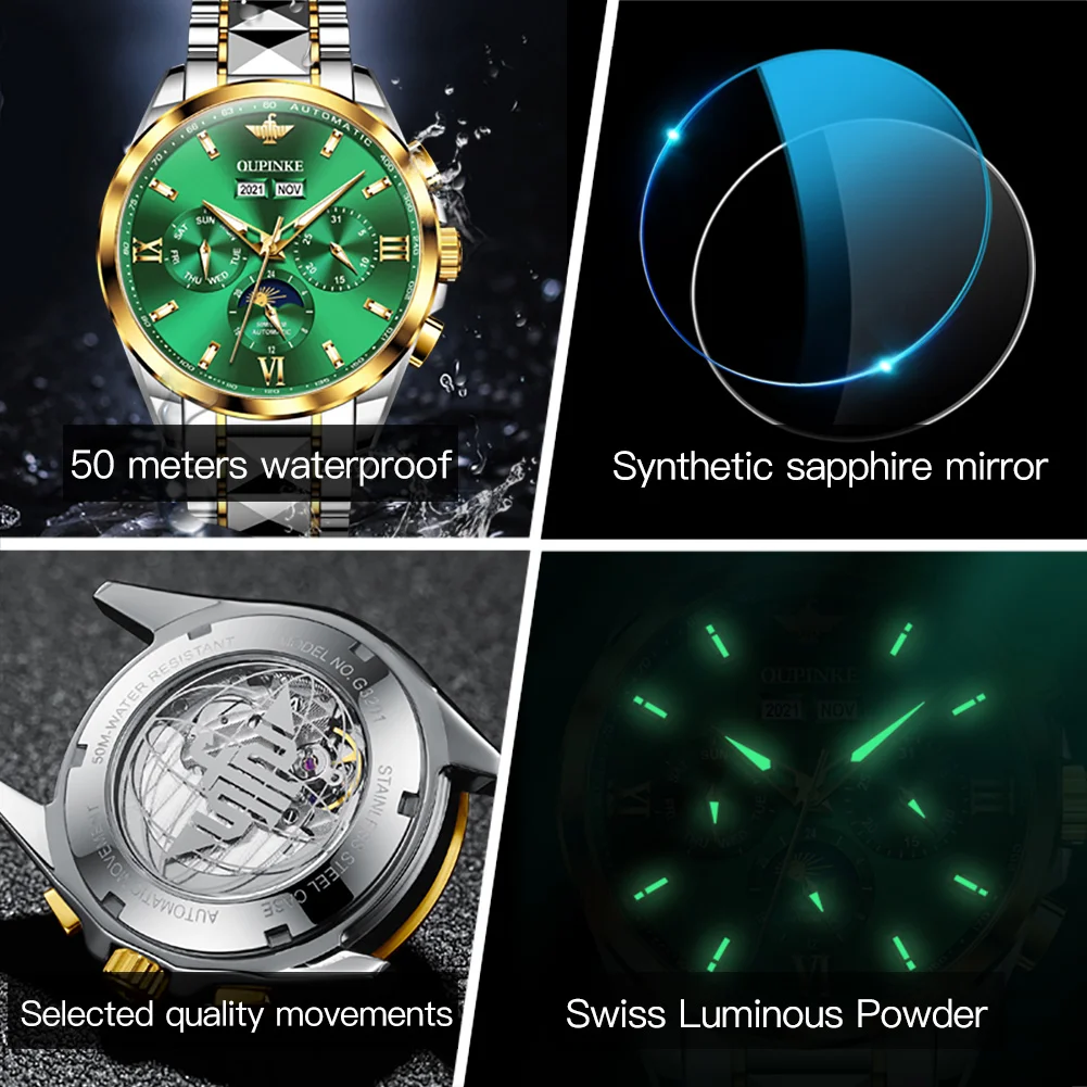 OUPINKE Watch Mechanical Self Winding Wristwatches