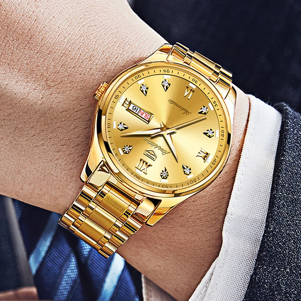 JSDUN Watch Classic Golden Dial Luxury Wristwatch