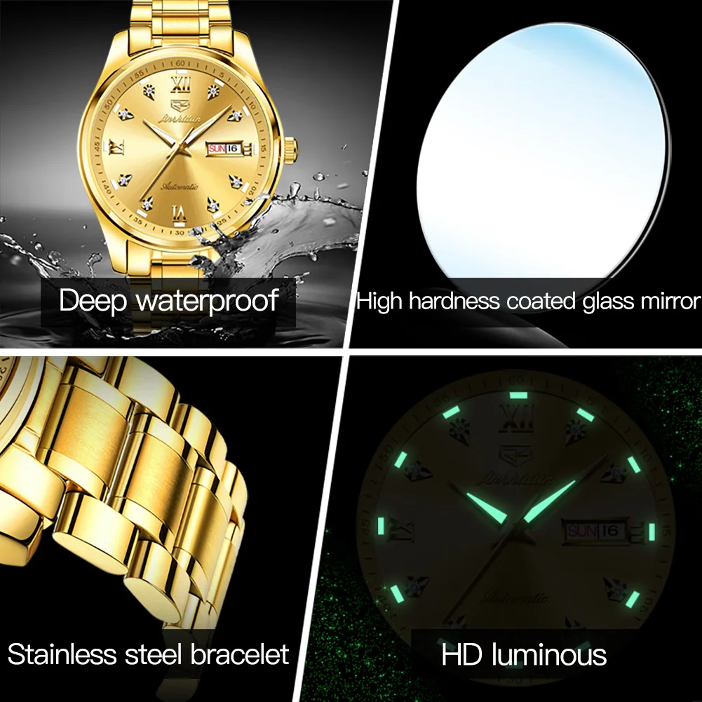 JSDUN Watch Classic Golden Dial Luxury Wristwatch