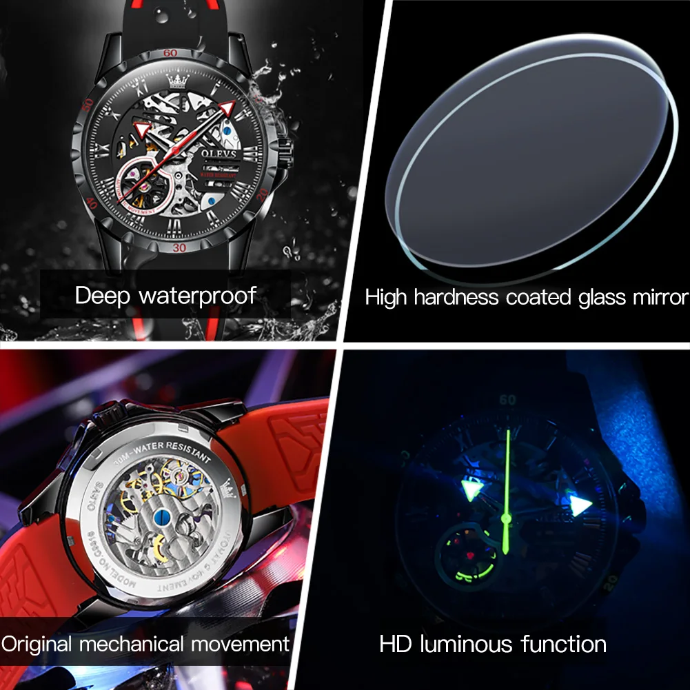 OLEVS Watch Sport Automatic Skeleton Wristwatch