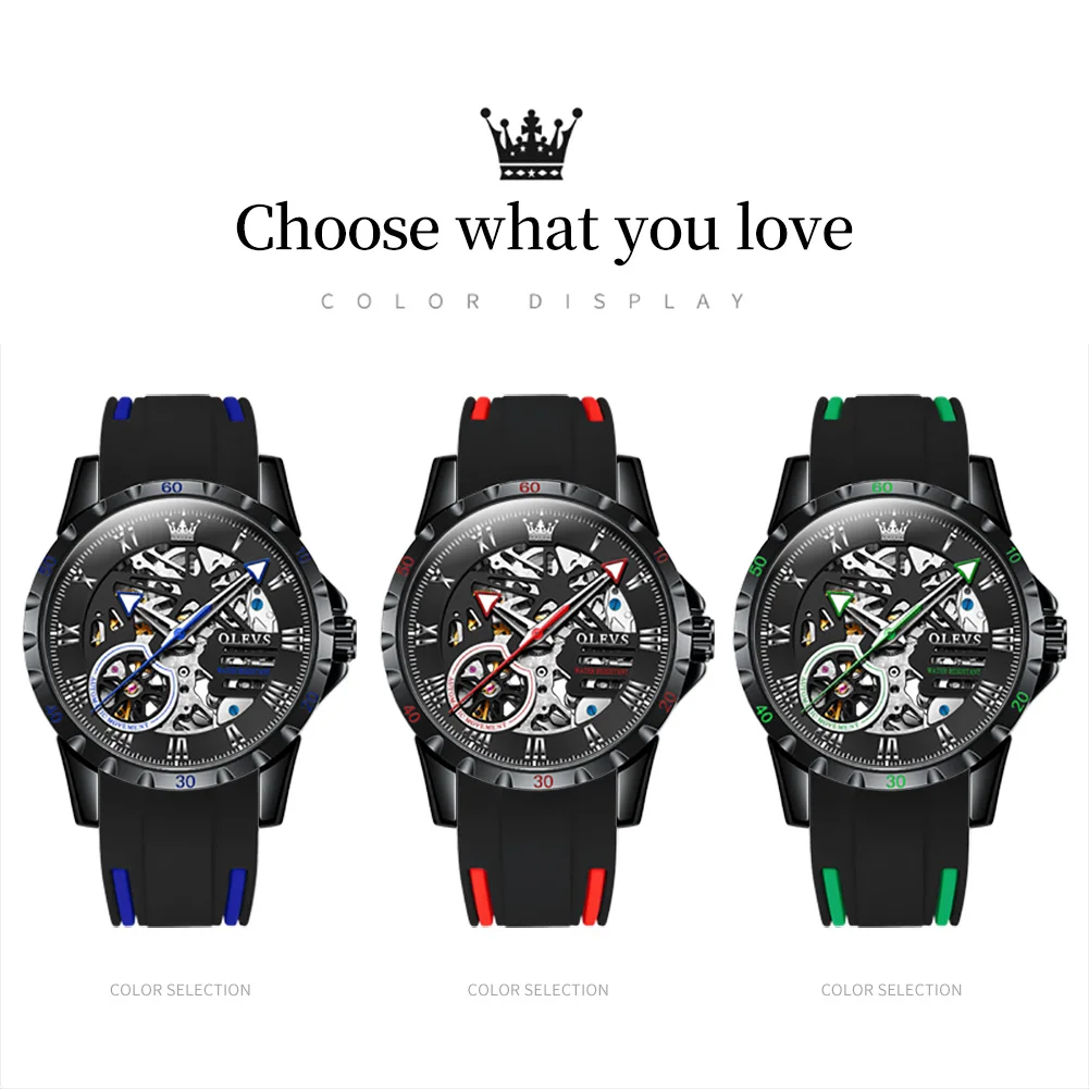 OLEVS Watch Sport Automatic Skeleton Wristwatch