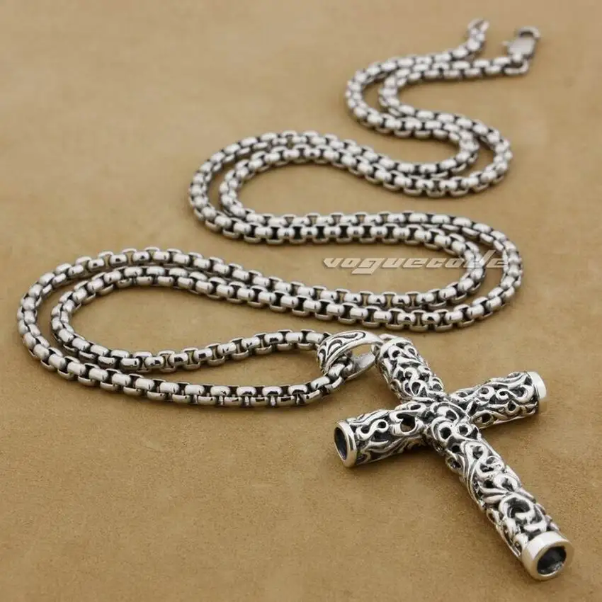 Cylinder Cross Pendant 925 Sterling Silver