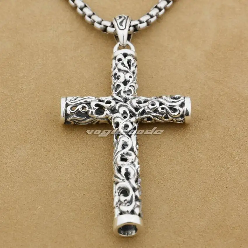 Cylinder Cross Pendant 925 Sterling Silver