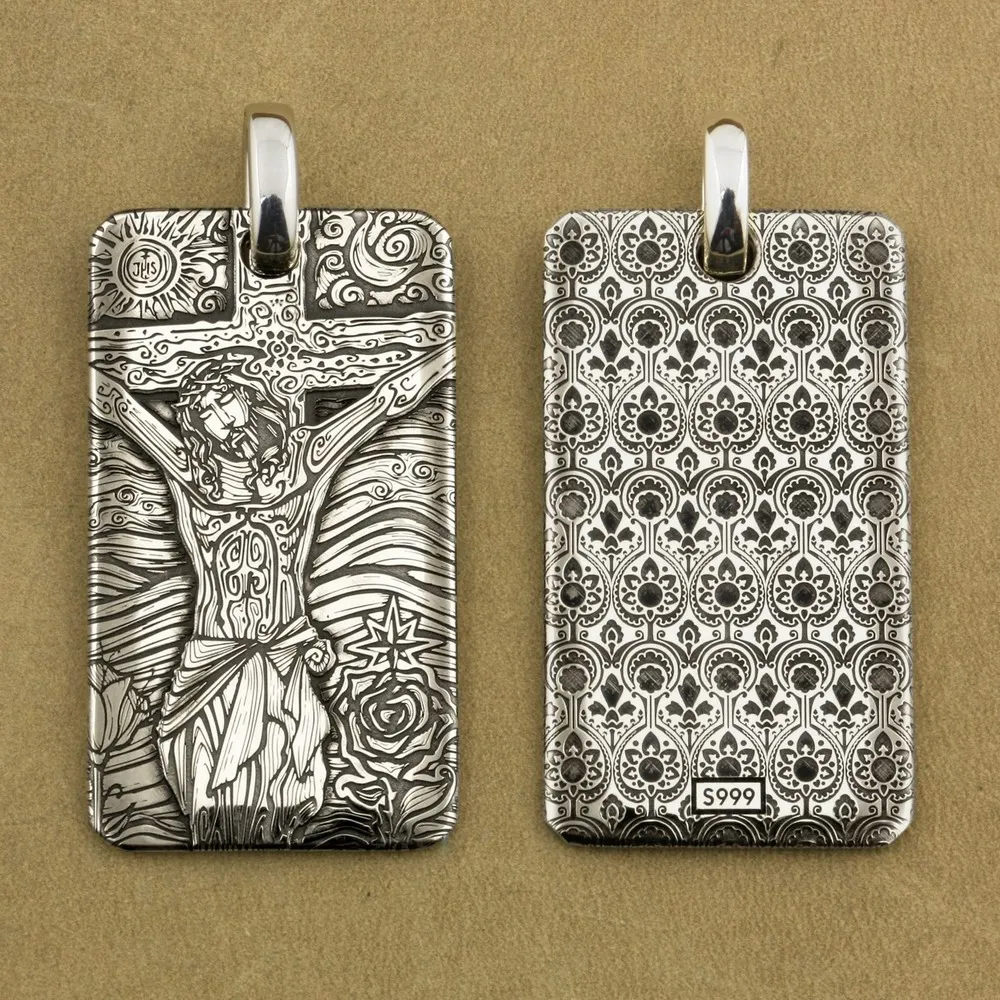 Men's 999 Pure Silver Crucifix Pendant