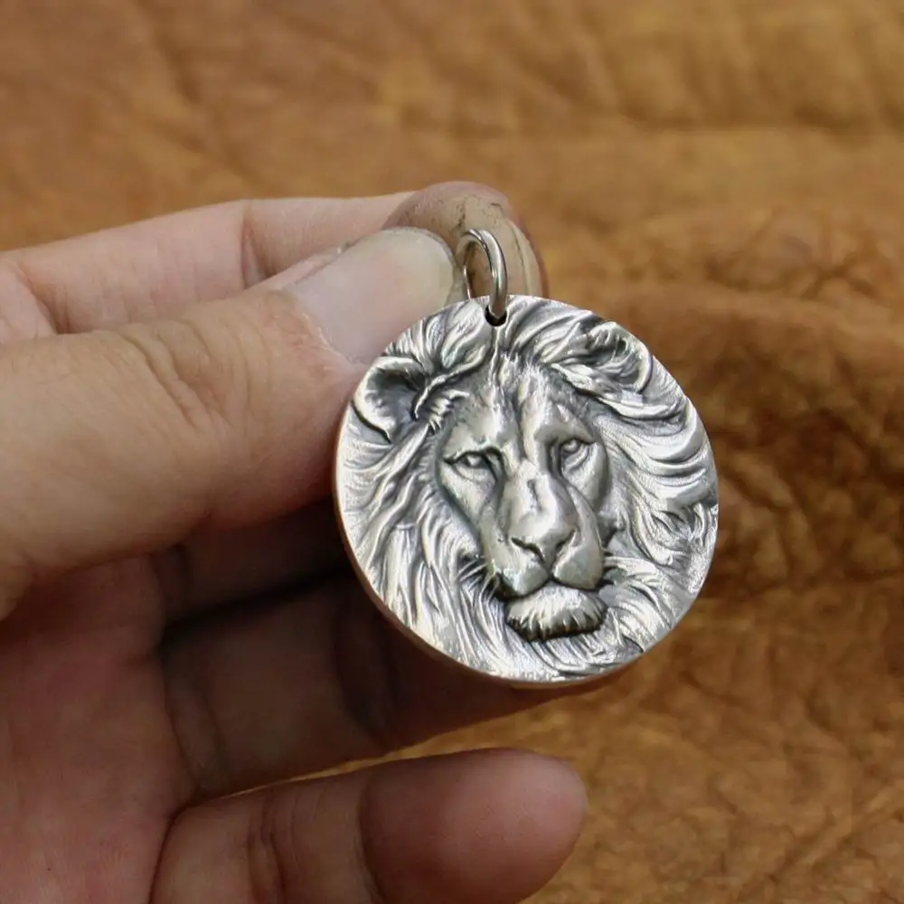 Handmade 925 Sterling Silver Lion Head Pendant