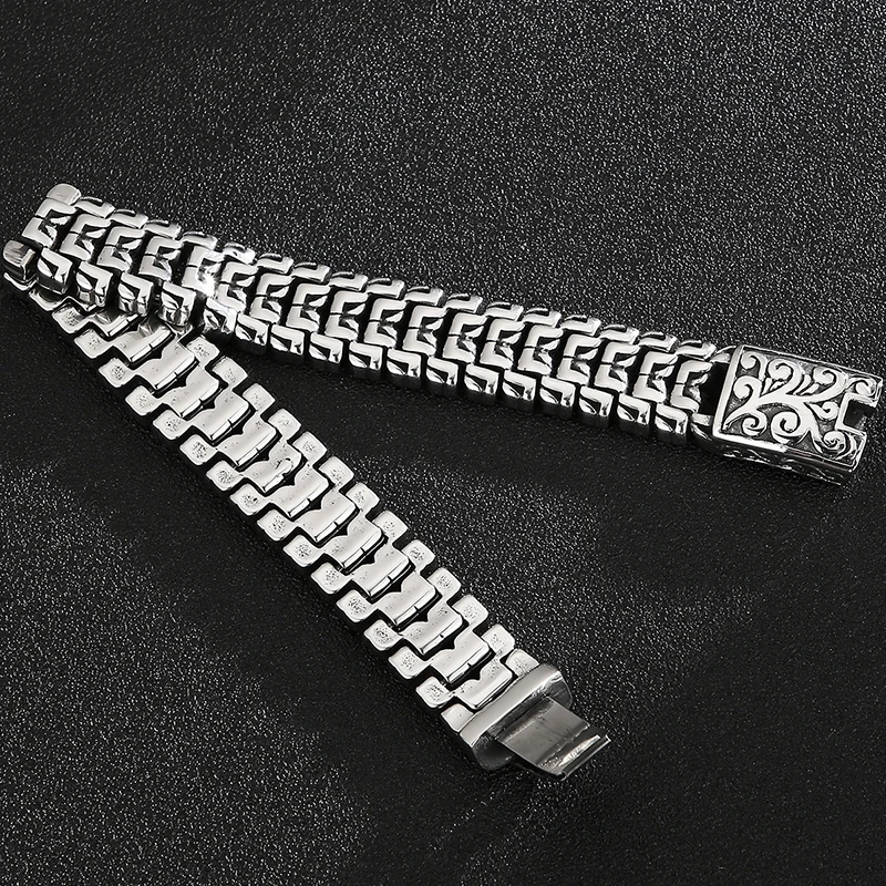 Golden Stainless Steel Men's Bracelets 16mm Wide