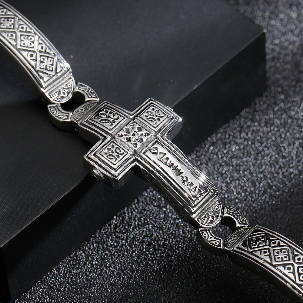 Retro Cross Bracelet for Men Stainless Steel