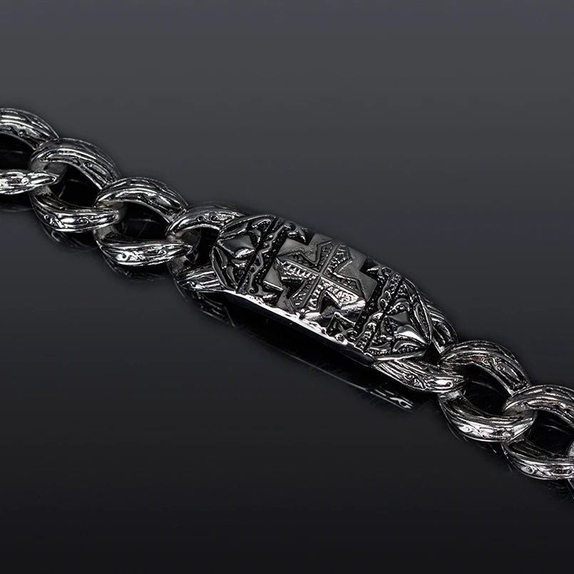 17mm Men's Vintage Stainless Steel Cross Bracelet