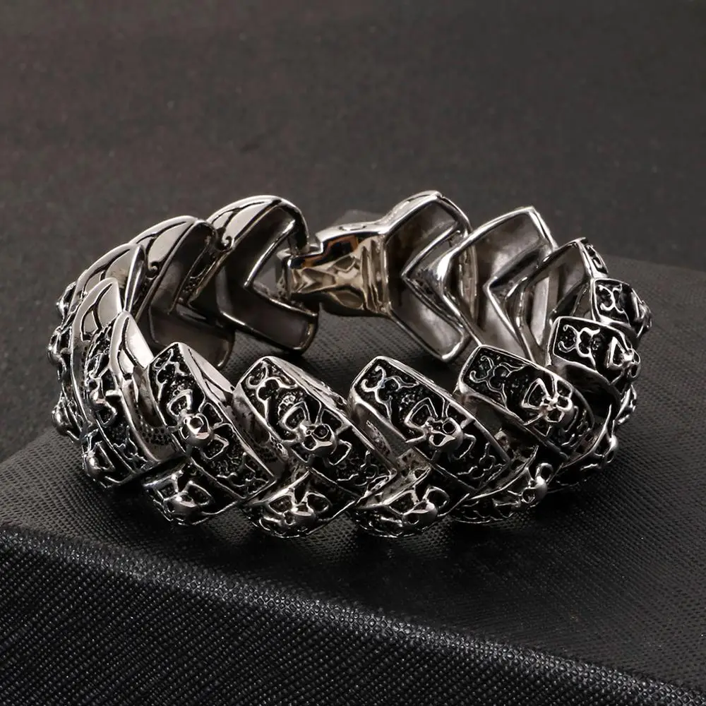 Retro Mens Engraved Chain Bracelets