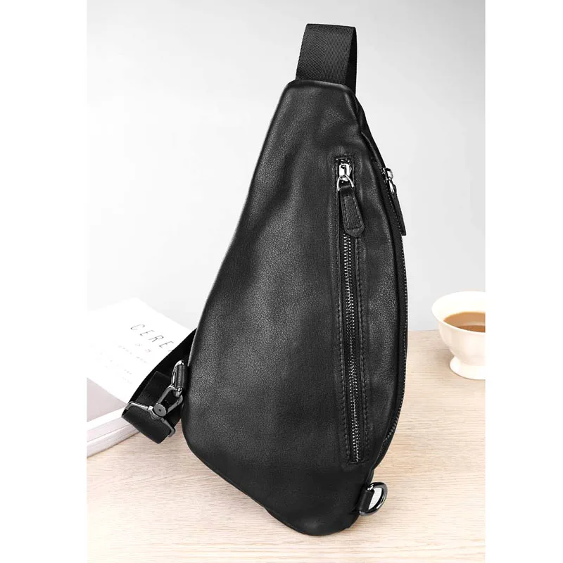 Leather Men's Chest Bag Messenger Shoulder Bag