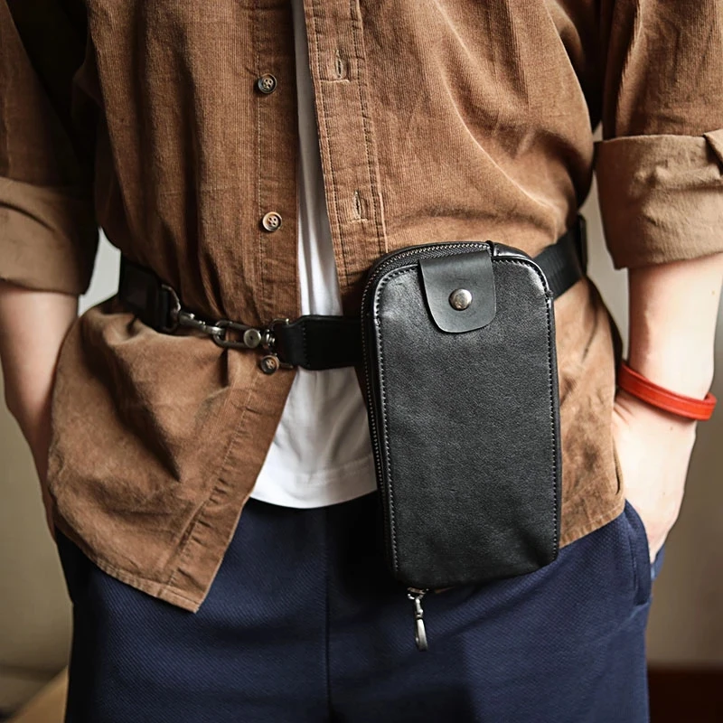 Leather Men's Chest Bag Messenger Shoulder Bag