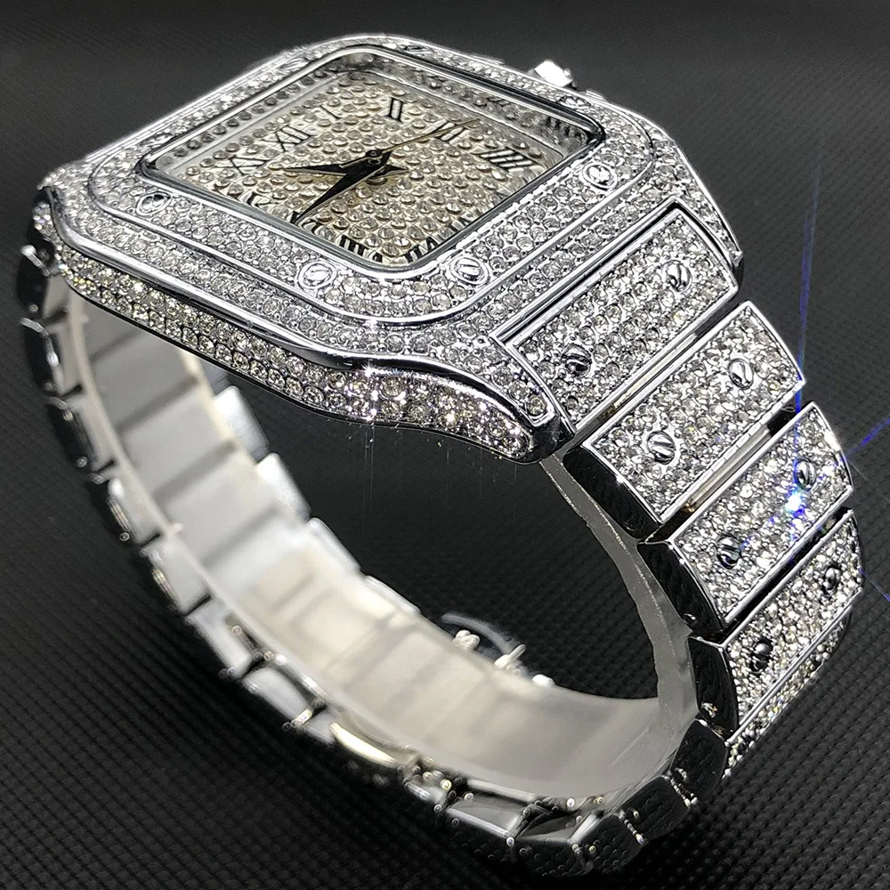 Luxury Bling Iced Out Square Watch