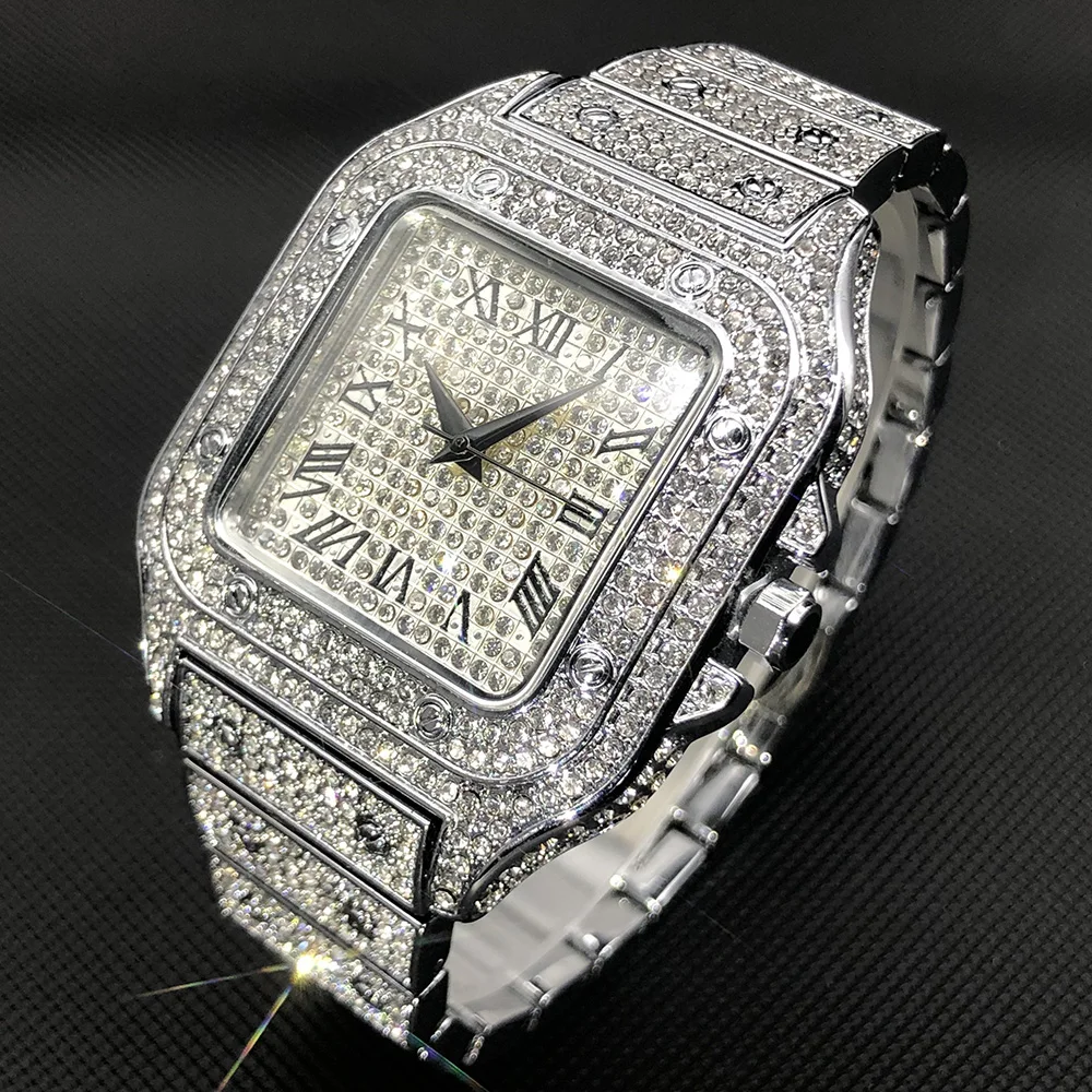 Luxury Bling Iced Out Square Watch