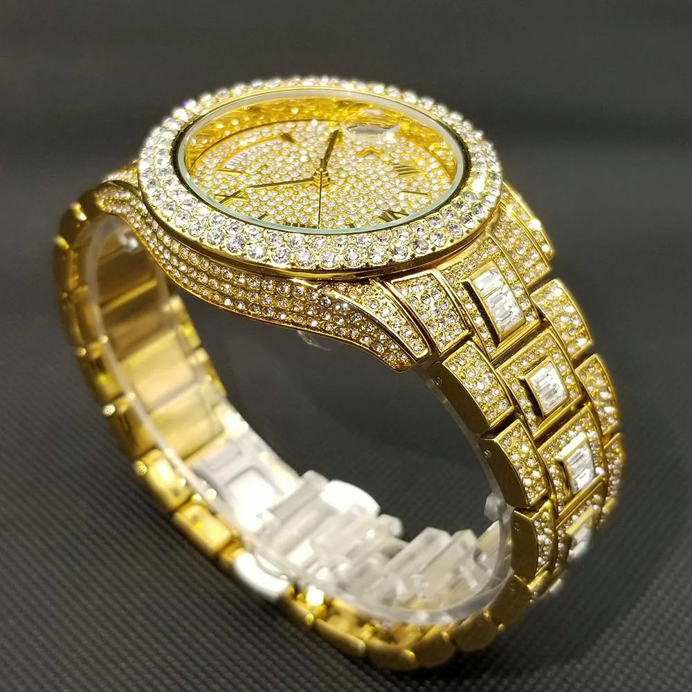 Luxury Gold Full Diamond Mens Watches