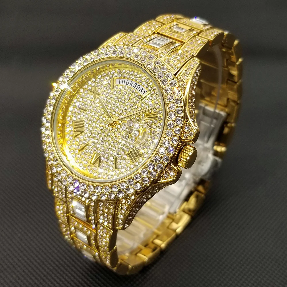 Luxury Gold Full Diamond Mens Watches