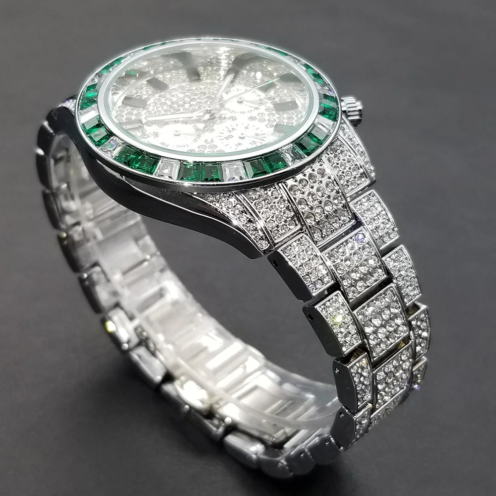 Iced Out Luxury Calendar Quartz Business Watch