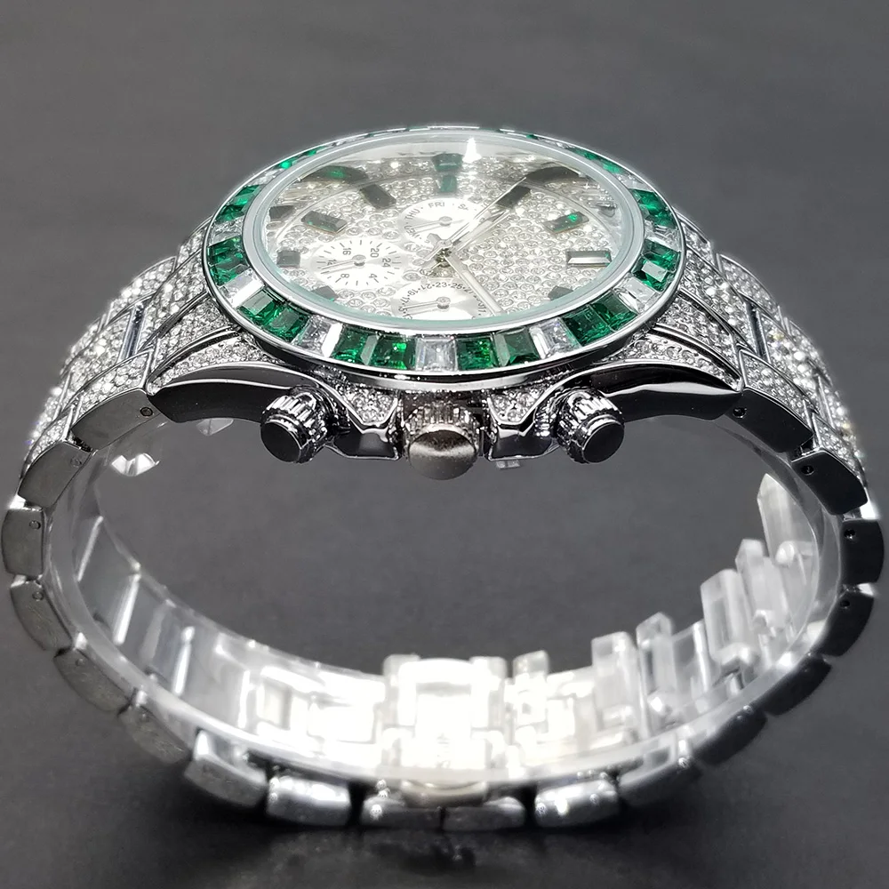 Iced Out Luxury Calendar Quartz Business Watch
