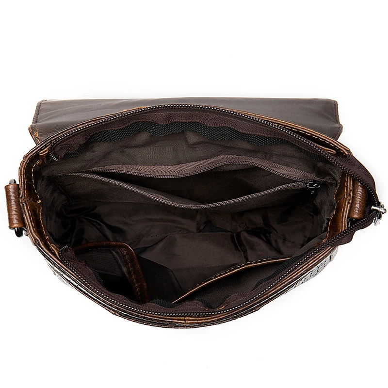 Zipper Leather Crossbody Messenger Bag