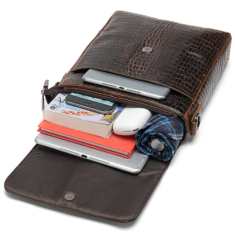 Zipper Leather Crossbody Messenger Bag