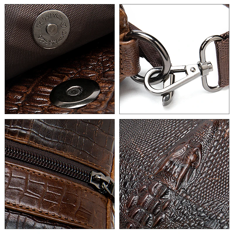 Zipper Leather Crossbody Messenger Bag
