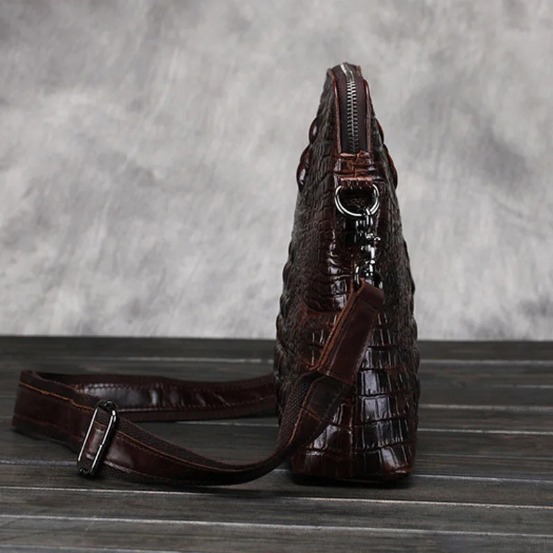 Men's Retro Genuine Leather Croc Pattern Bag