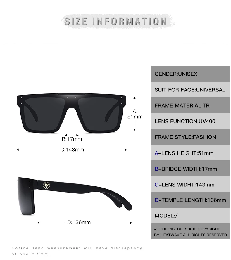 2022 One Piece Square Rimless Flat Top Sunglasses