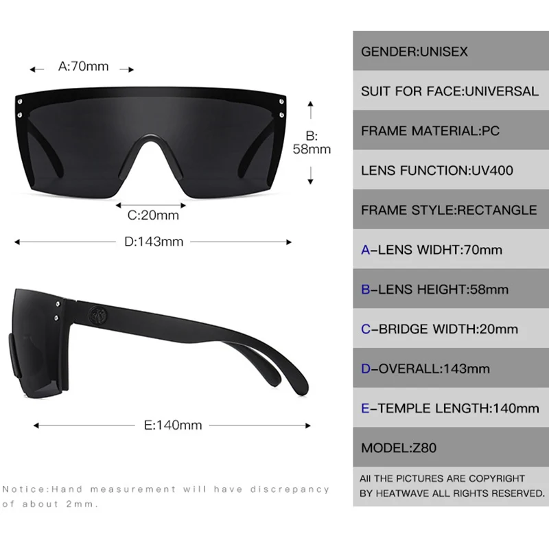 2022 Oversized Flat Top Sunglasses For Men Women