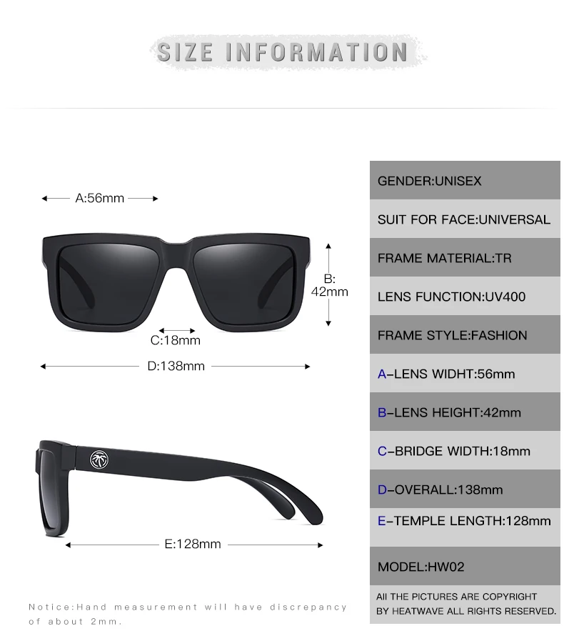 Heat Wave Polarized Square Sunglasses Men Luxury Design