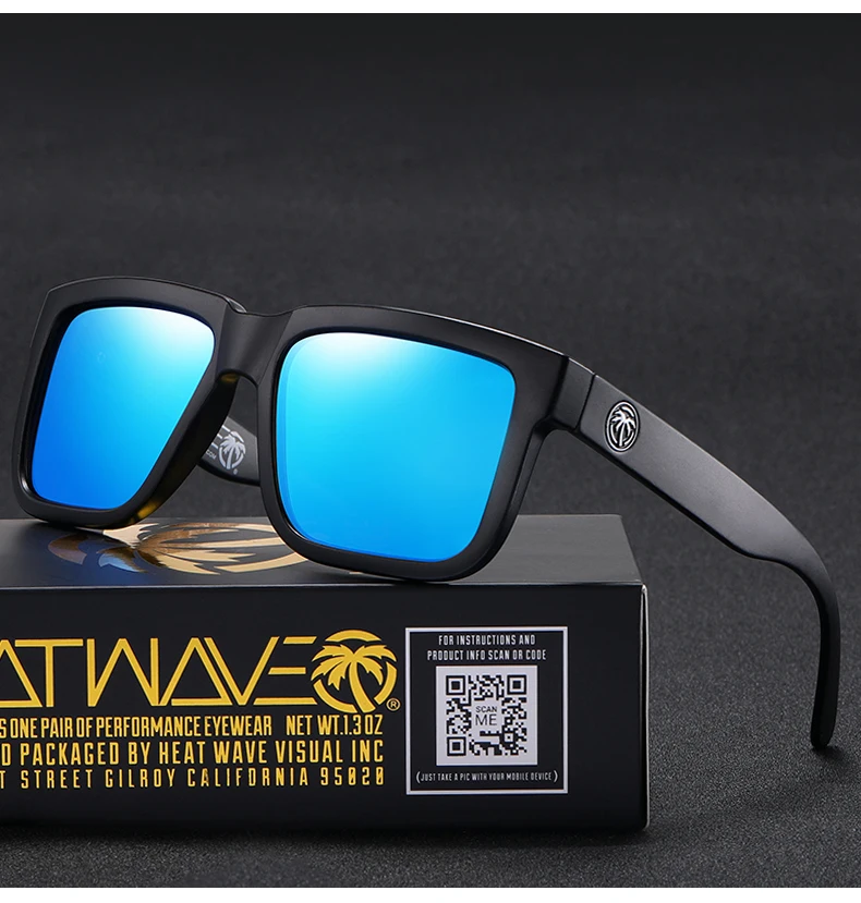 Heat Wave Polarized Square Sunglasses Men Luxury Design