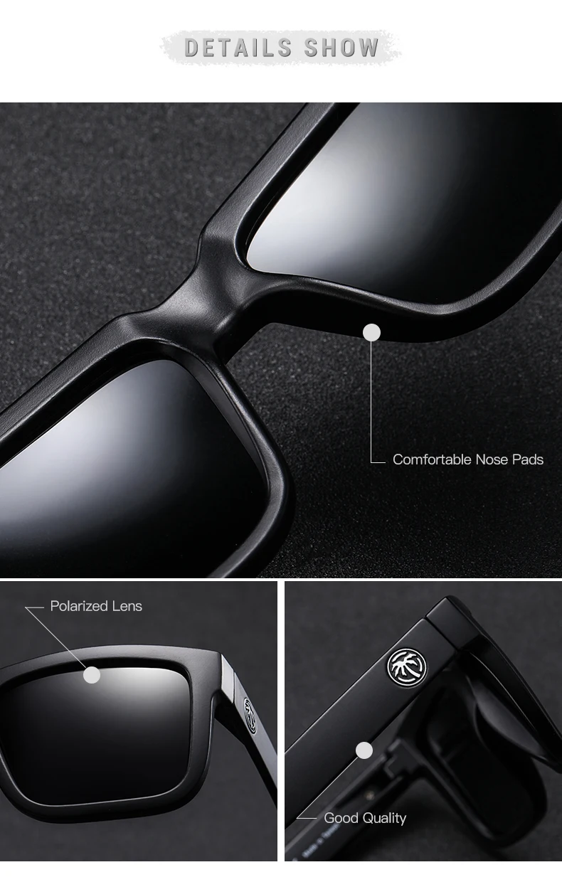 Heat Wave Polarized Square Sunglasses Men Luxury Design