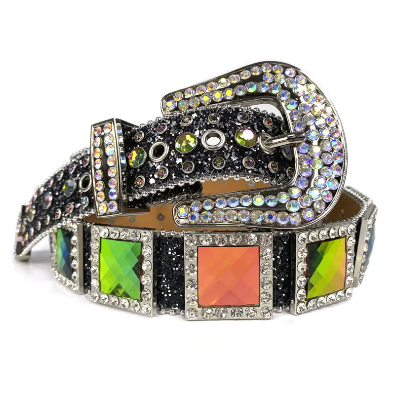 Western Cowgirl Bling Studded Leather Belts for Jeans