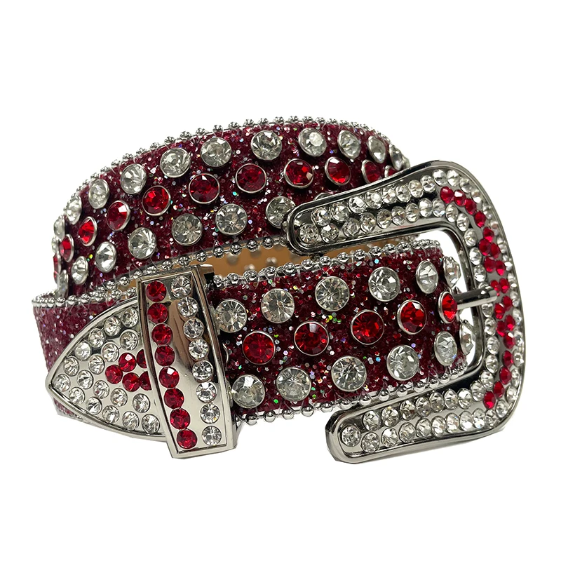Western Cowgirl Bling Studded Leather Belts for Jeans
