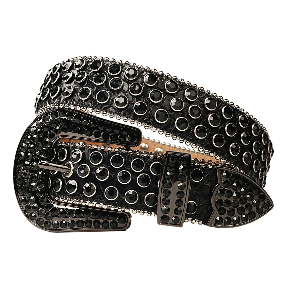 Western Cowgirl Bling Studded Leather Belts for Jeans