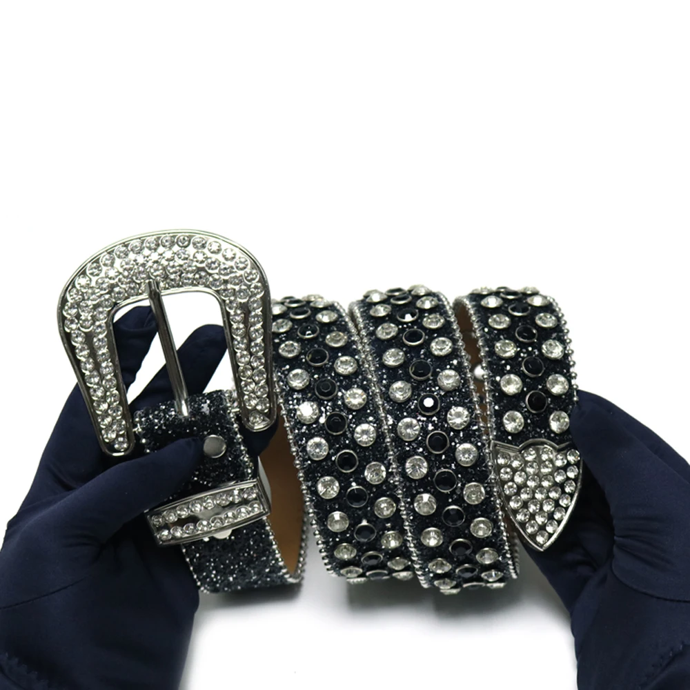 Western Cowgirl Bling Studded Leather Belts for Jeans